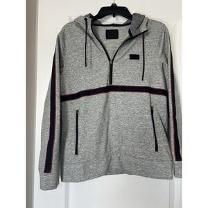 Abercrombie & Fitch Men's Quarter Zip Y2K Hoodie Blue Red Stripe Size XS